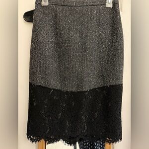 J. Crew Tweed and Lace Pencil Skirt